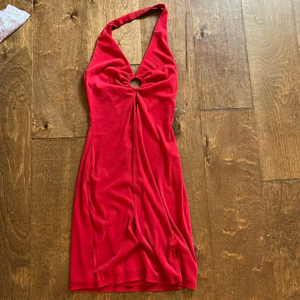 Wild fable red sparkly halter dress